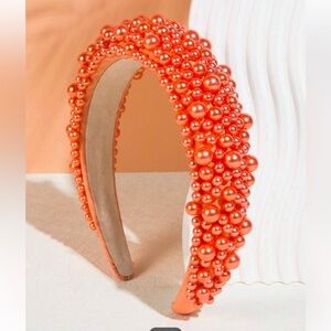 Orange Pearl Embellished Headband